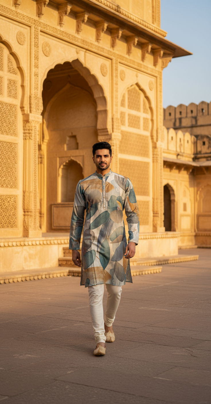 Foil Print Ethnic Kurta Main Image
